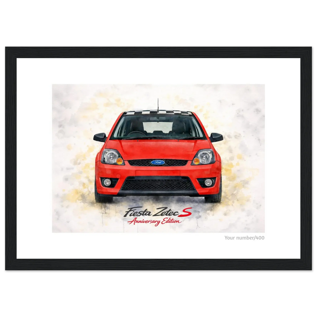 Red Anniversary Edition A4 Print - Add your number - Classic Semi-Glossy Paper Wooden Framed Poster Retro Fast Fords