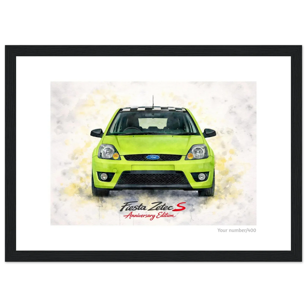 Green Anniversary Edition A4 Print - Add your number - Classic Semi-Glossy Paper Wooden Framed Poster Retro Fast Fords
