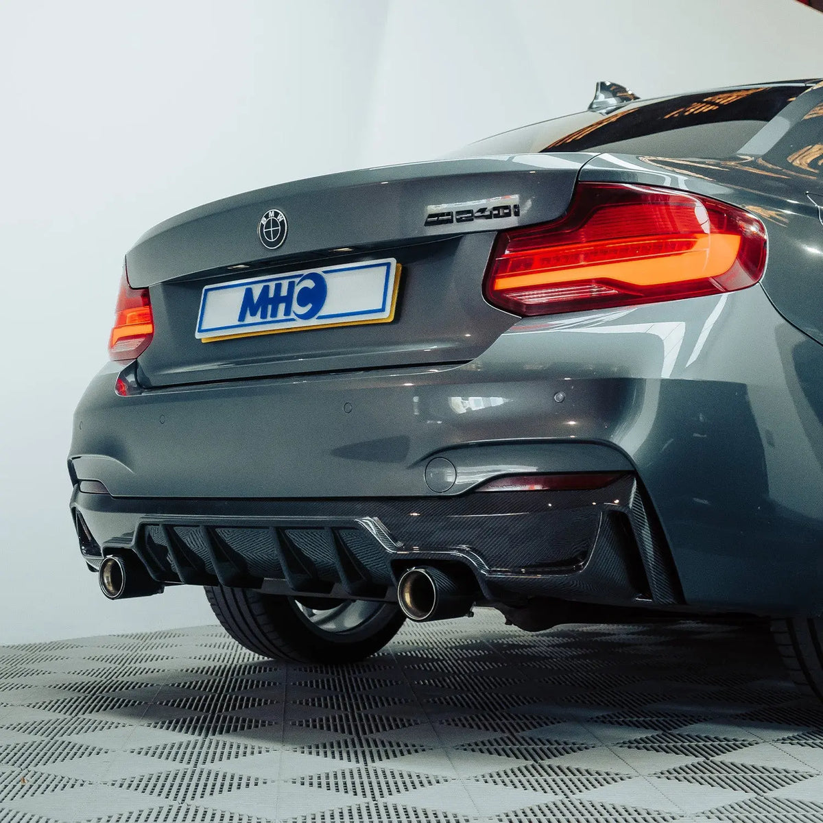 MHC+ BMW F22/F23 M235i & M240i Ultra Aggressive Style Rear Diffuser In Pre Preg Carbon Fibre R44 Performance