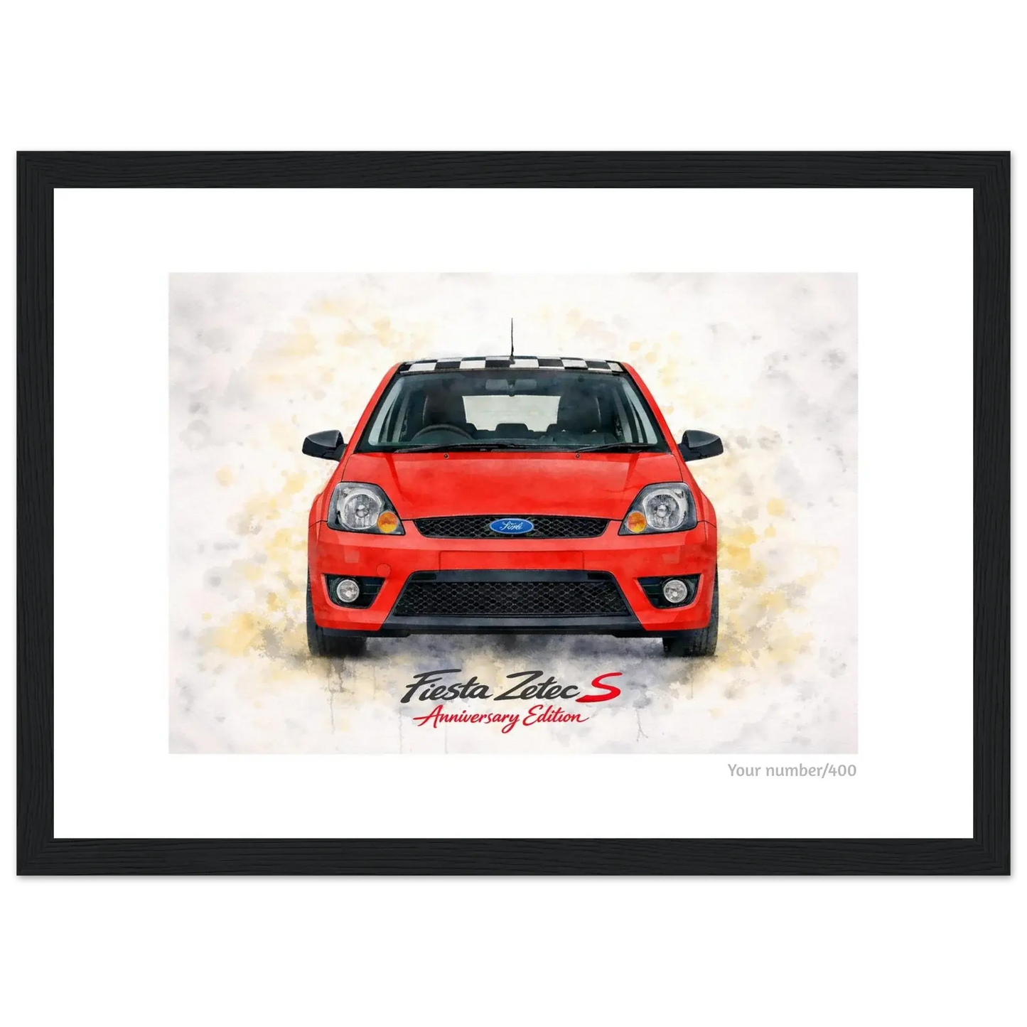 Red Anniversary Edition A4 Print - Add your number - Classic Semi-Glossy Paper Wooden Framed Poster Retro Fast Fords