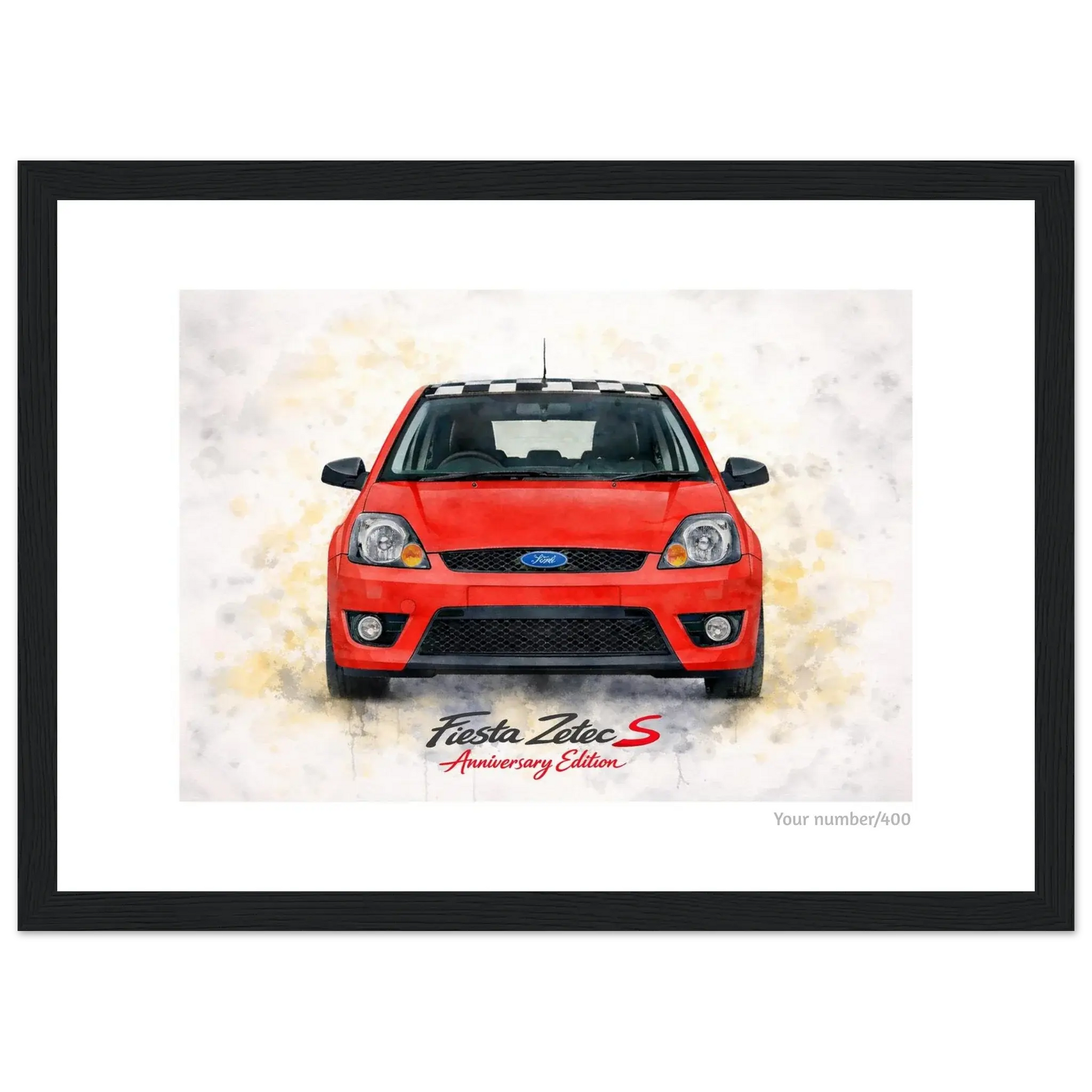 Red Anniversary Edition A4 Print - Add your number - Classic Semi-Glossy Paper Wooden Framed Poster Retro Fast Fords