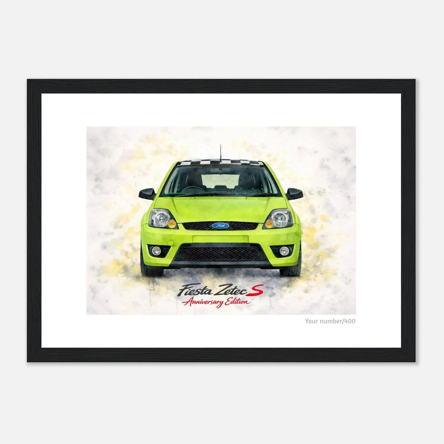 Green Anniversary Edition A4 Print - Add your number - Classic Semi-Glossy Paper Wooden Framed Poster Retro Fast Fords