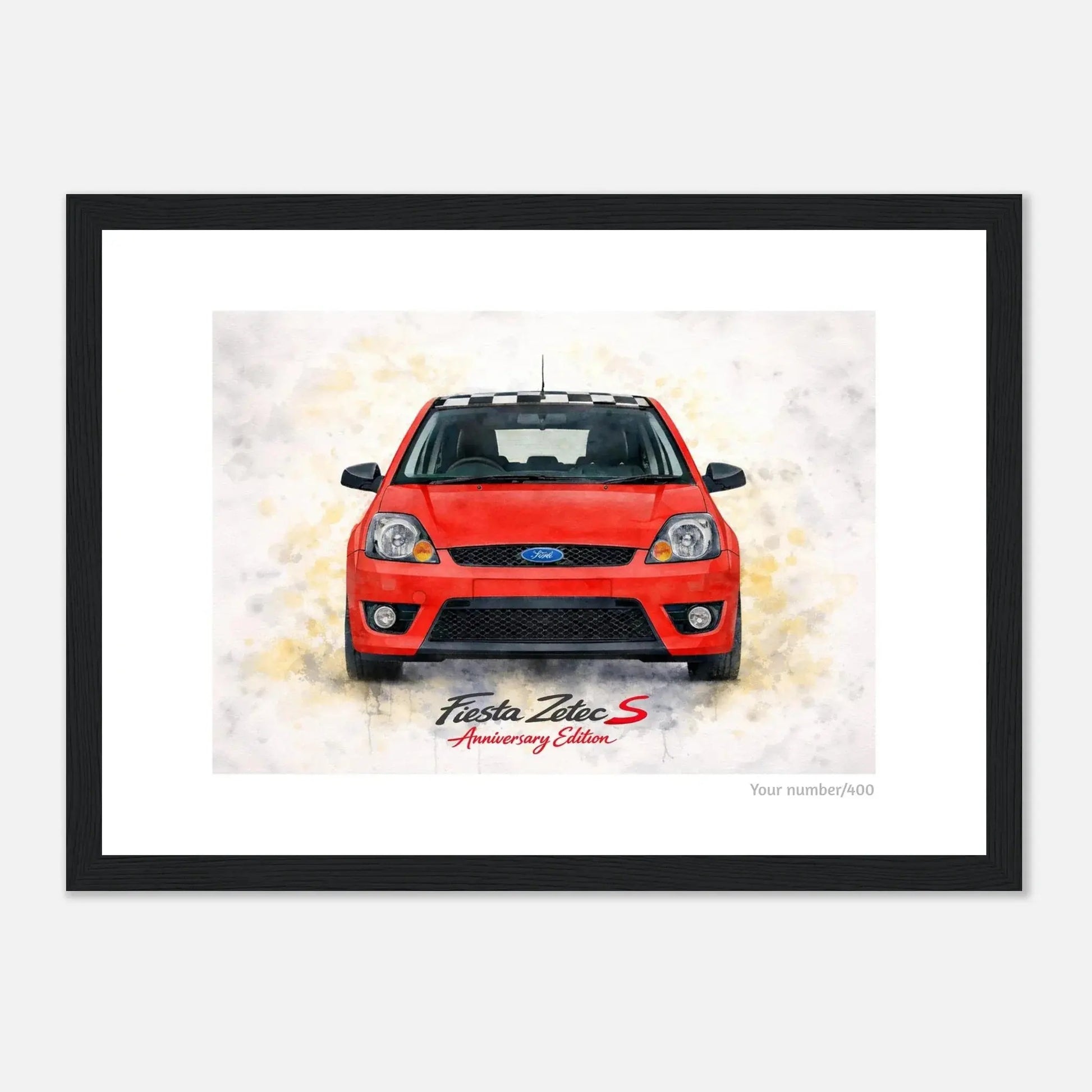 Red Anniversary Edition A4 Print - Add your number - Classic Semi-Glossy Paper Wooden Framed Poster Retro Fast Fords