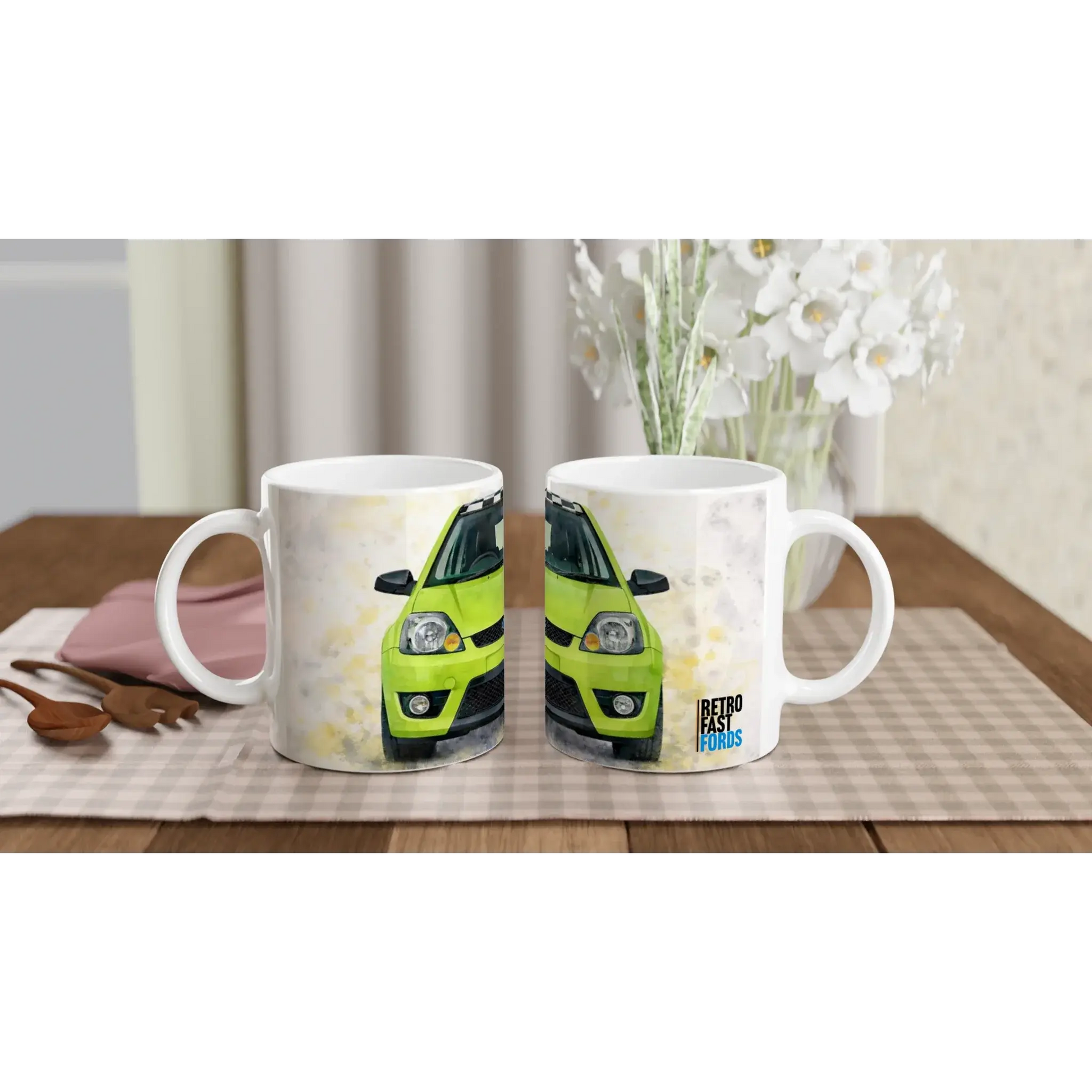 Zetec S Green Anniversary Edition White 11oz Ceramic Mug Retro Fast Fords