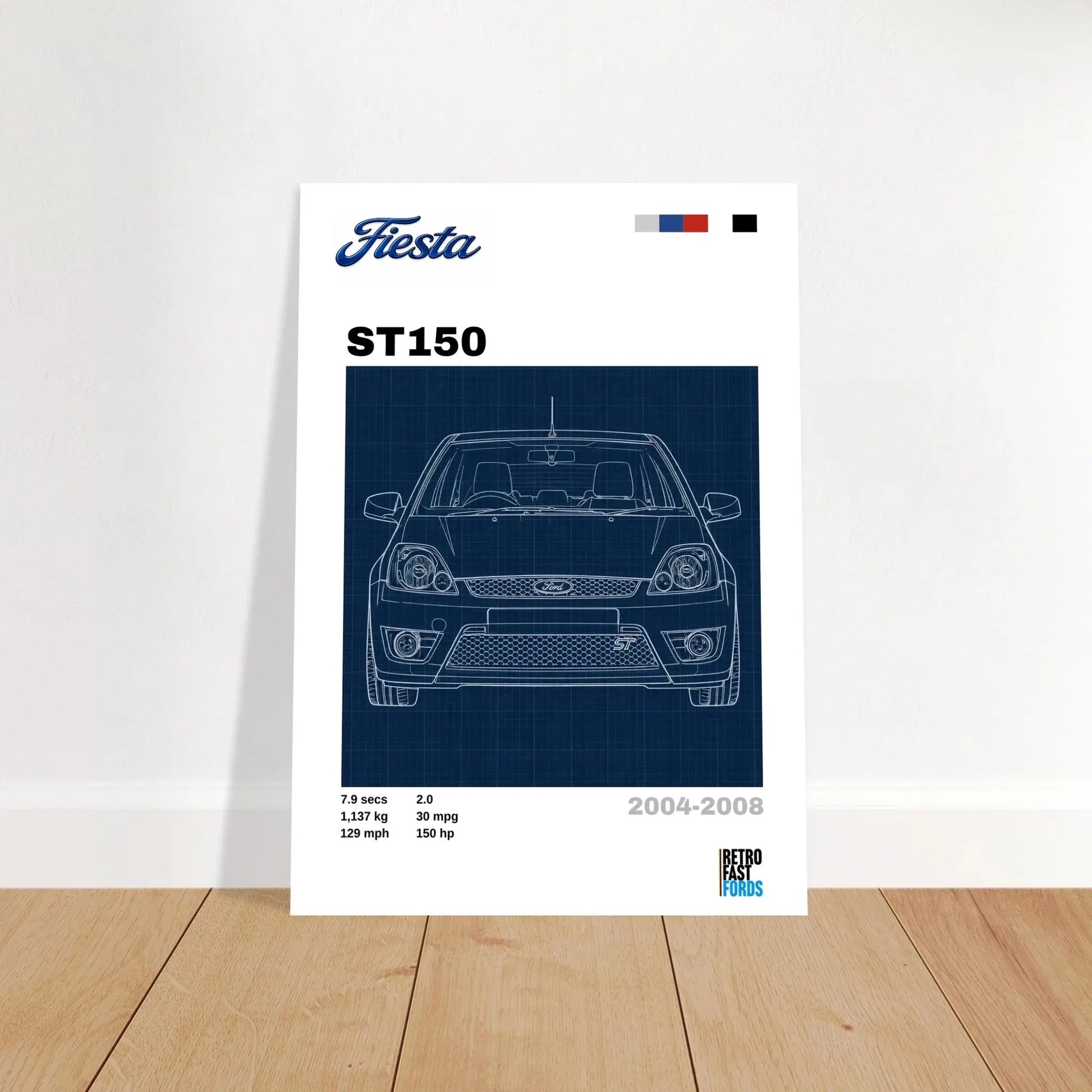 Ford Fiesta ST150 Retro Showroom Poster Retro Fast Fords