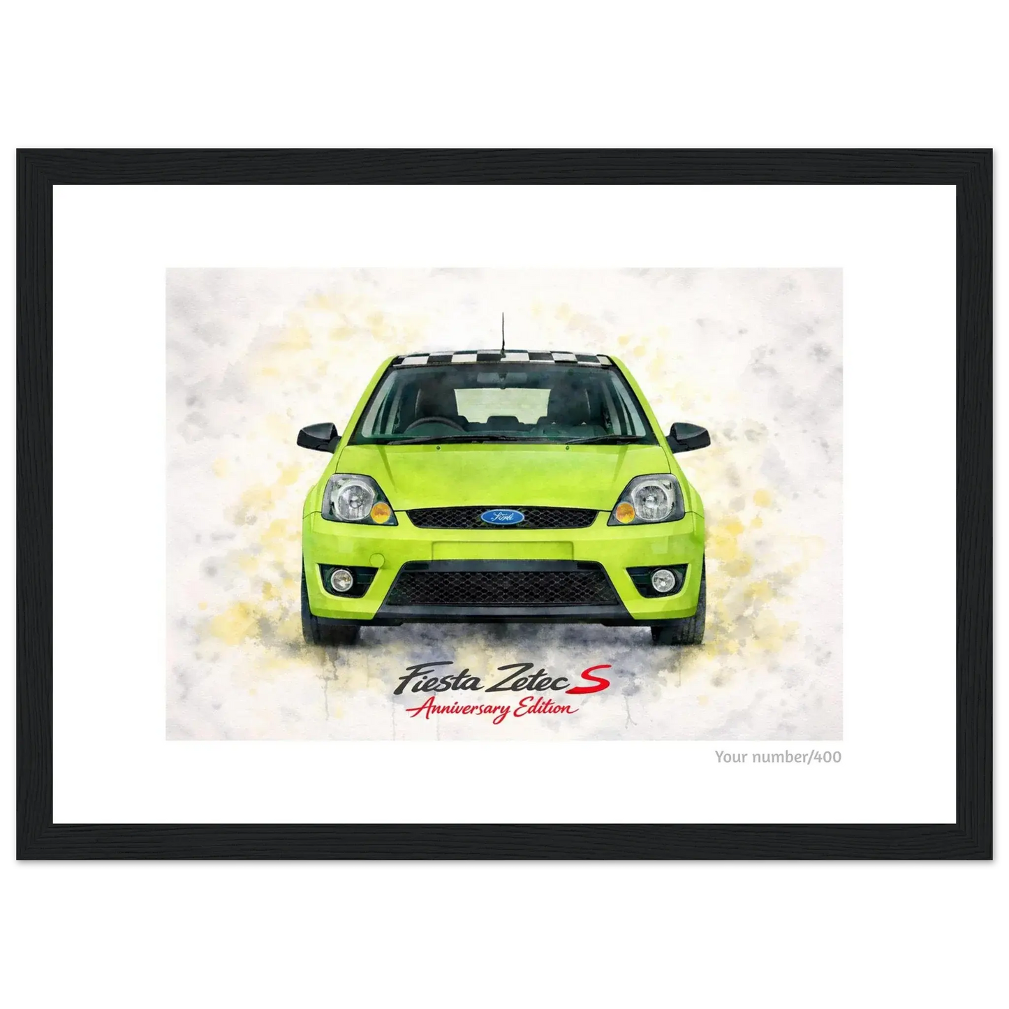 Green Anniversary Edition A4 Print - Add your number - Classic Semi-Glossy Paper Wooden Framed Poster Retro Fast Fords