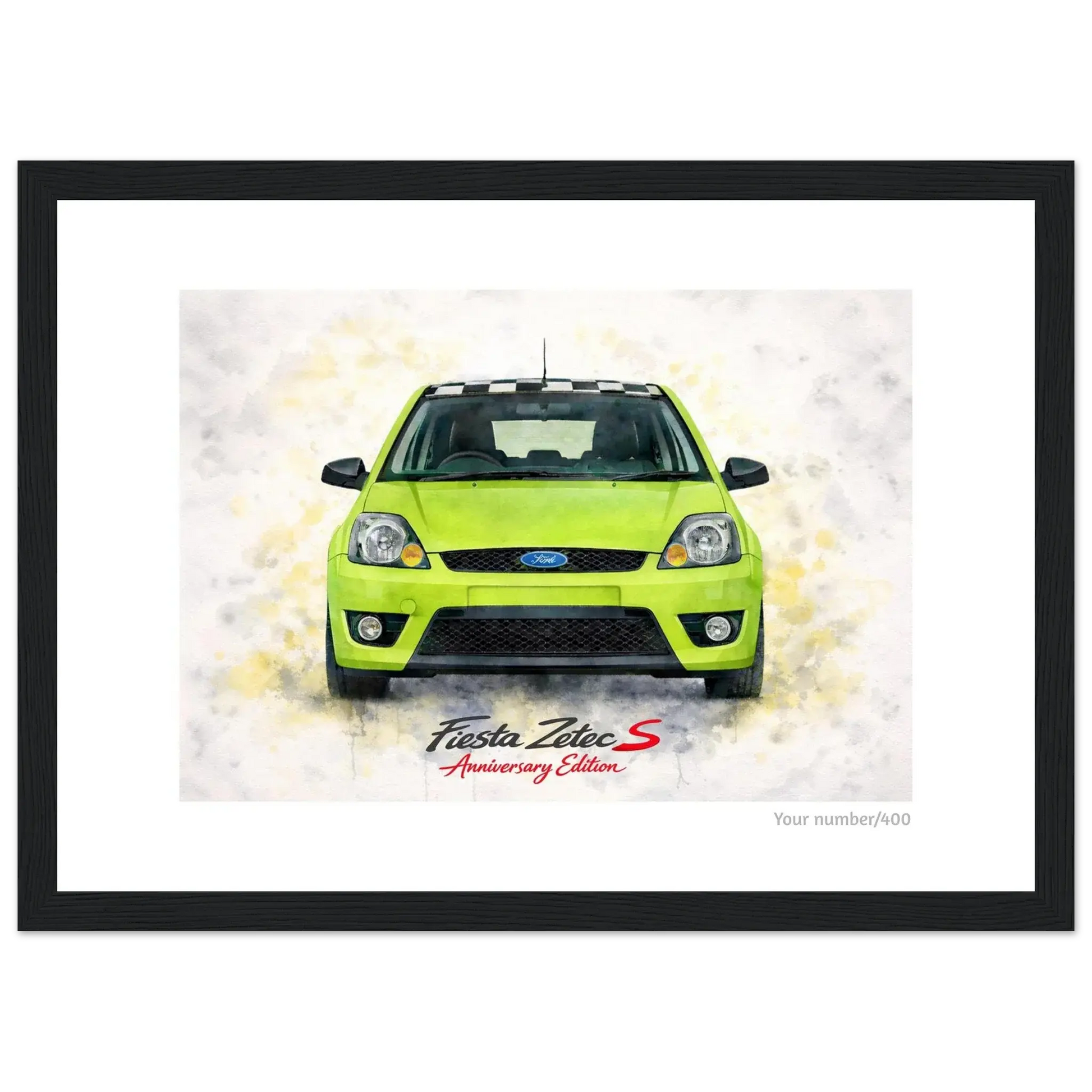 Green Anniversary Edition A4 Print - Add your number - Classic Semi-Glossy Paper Wooden Framed Poster Retro Fast Fords