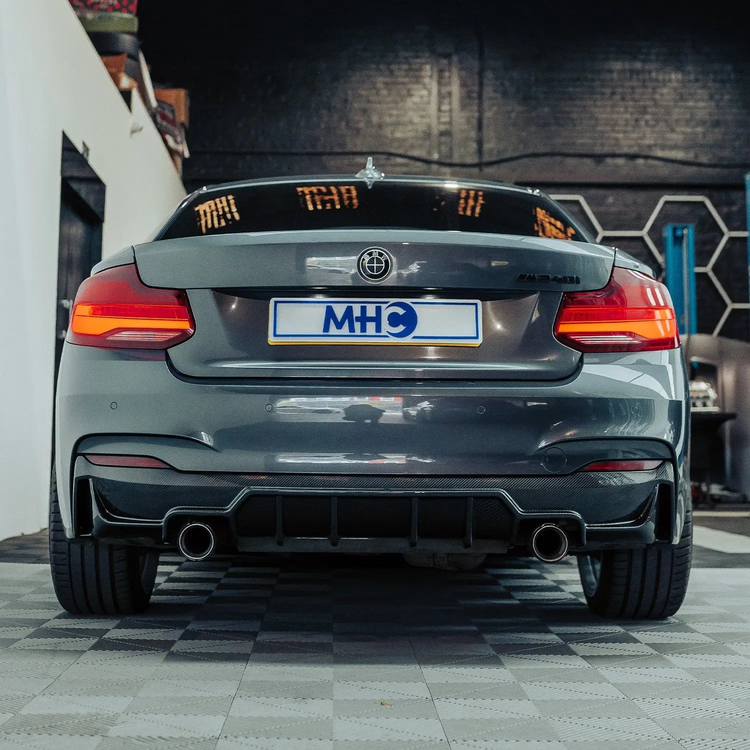 MHC+ BMW F22/F23 M235i & M240i Ultra Aggressive Style Rear Diffuser In Pre Preg Carbon Fibre R44 Performance