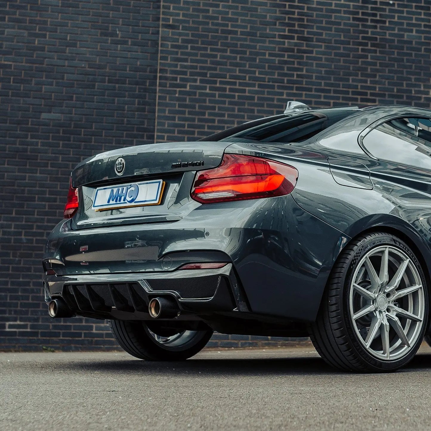 MHC+ BMW F22/F23 M235i & M240i Ultra Aggressive Style Rear Diffuser In Pre Preg Carbon Fibre R44 Performance