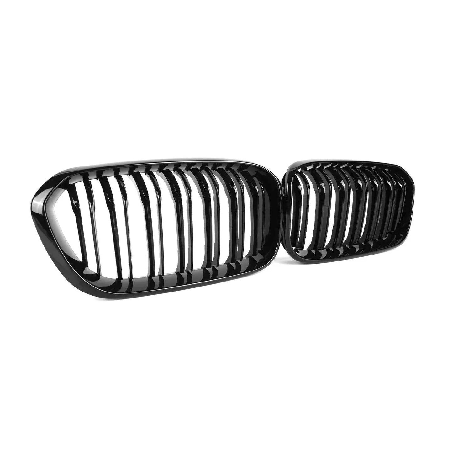 MHC Black BMW 1 Series LCI Double Slat Front Grilles In Gloss Black (F20/F21) MHC