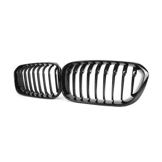 MHC Black BMW 1 Series LCI Single Slat Front Grilles In Gloss Black (F20/F21) R44 Performance