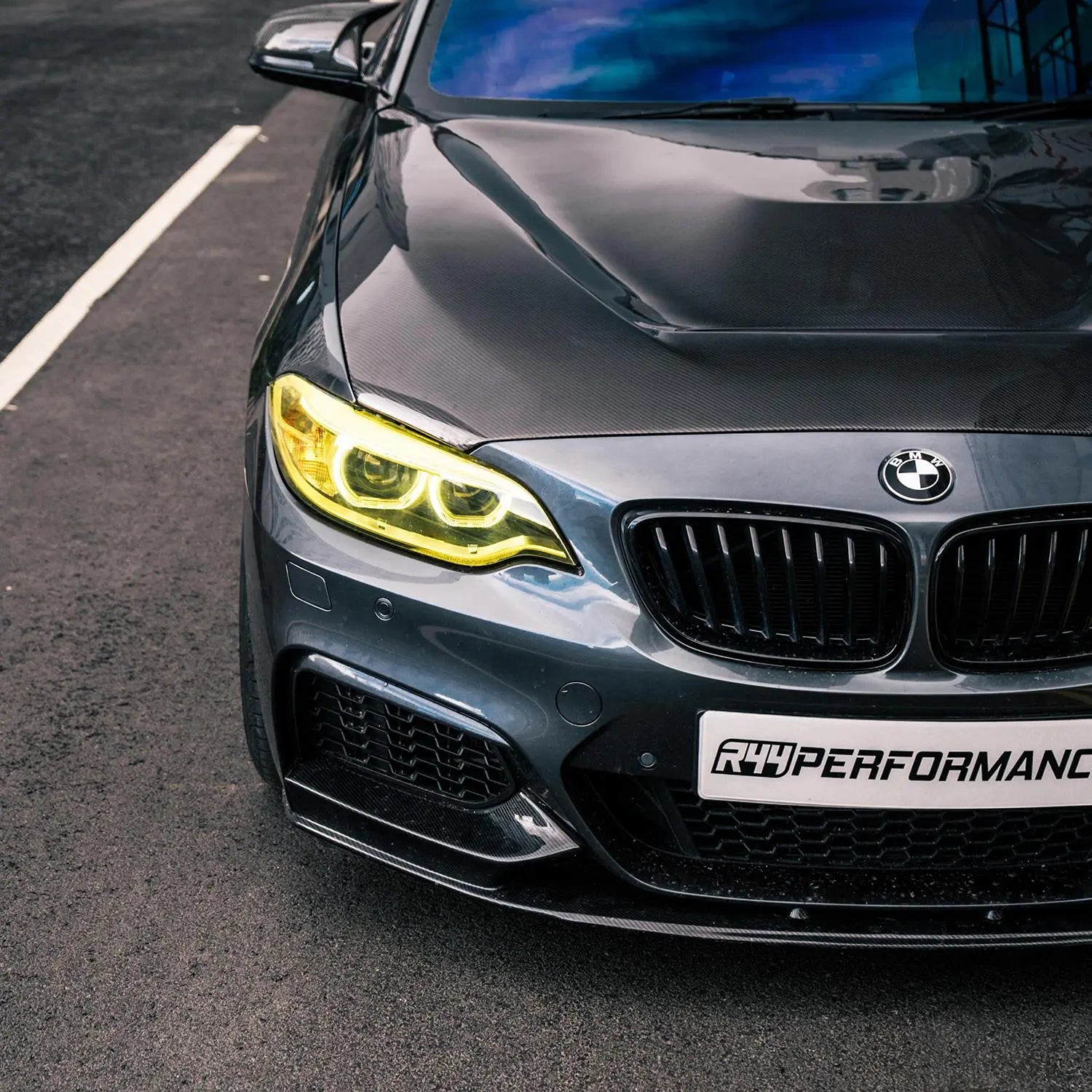 MHC Black BMW M2/2 Series Single Slat Front Grilles In Gloss Black (F87/F22/F23) MHC