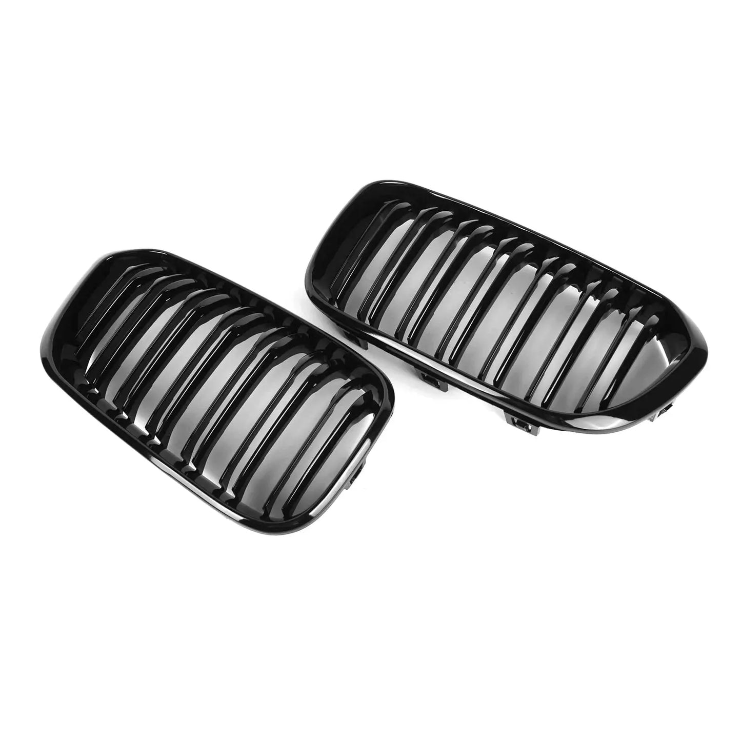MHC Black BMW 1 Series LCI Double Slat Front Grilles In Gloss Black (F20/F21) MHC