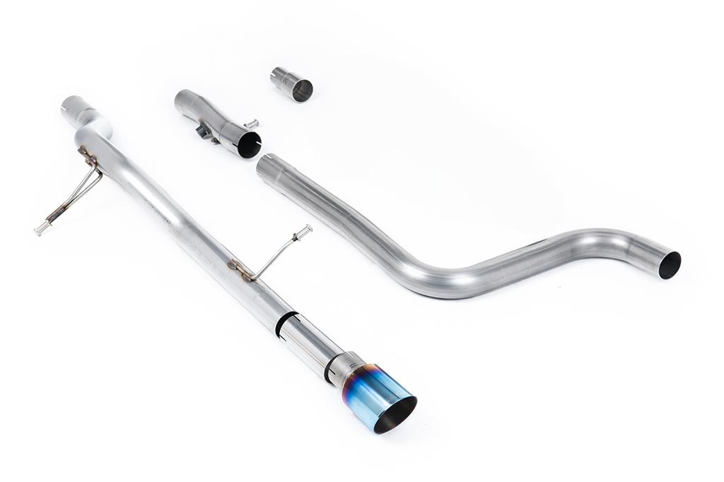 Milltek Sport Particulate Filter-back GPF/OPF Back Non-Resonated (Louder) with Burnt/Blue Titanium GT-90 Trim SSXFD394 - FORD