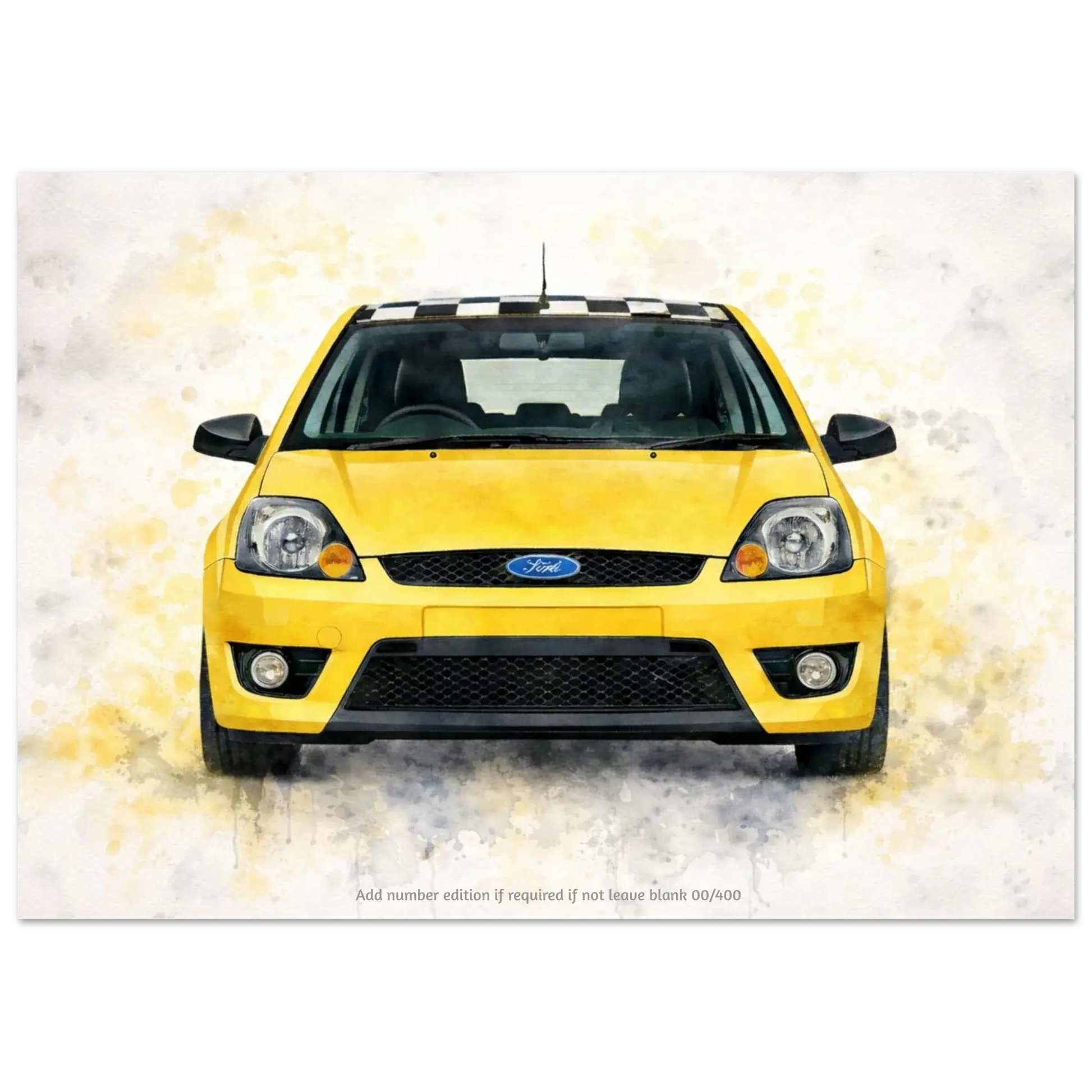 Yellow Anniversary Edition Fine Art Poster A3 (29.7 x 42  cm) Retro Fast Fords