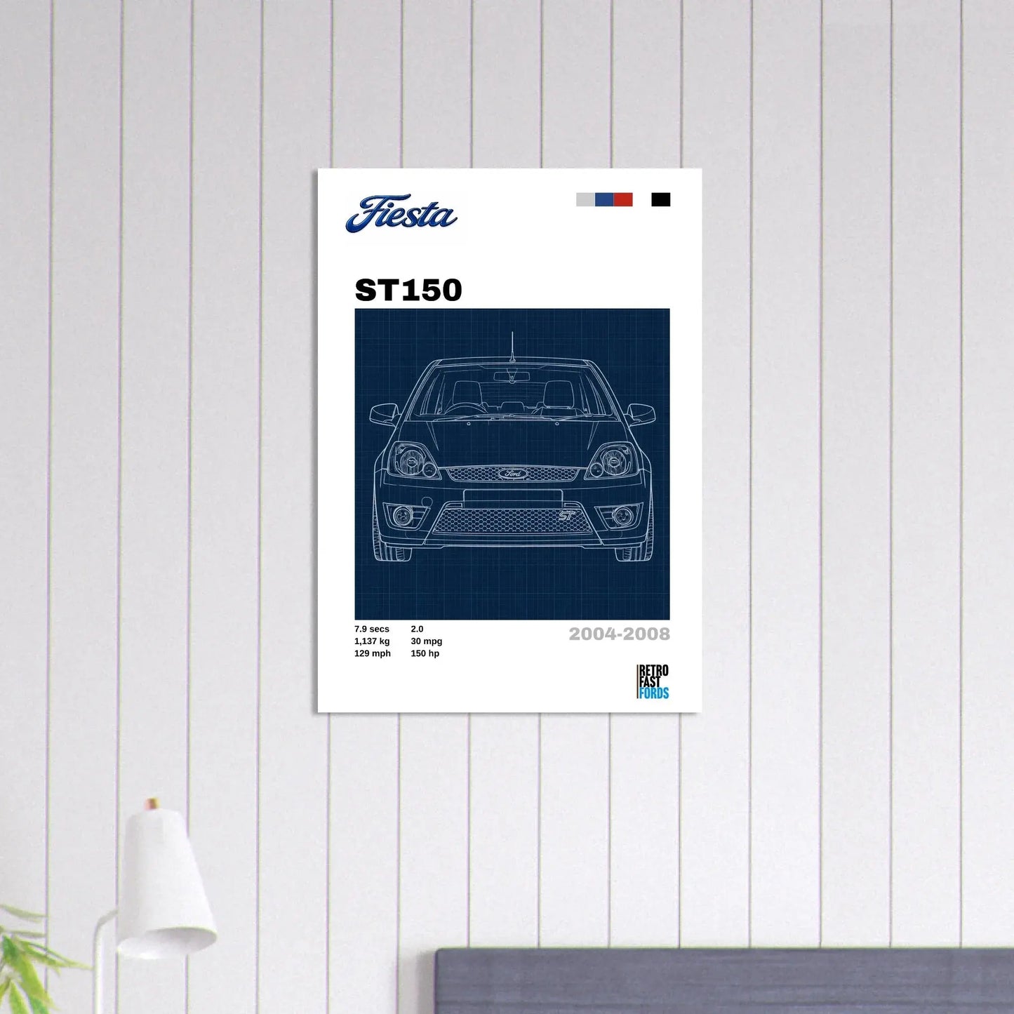 Ford Fiesta ST150 Retro Showroom Poster Retro Fast Fords